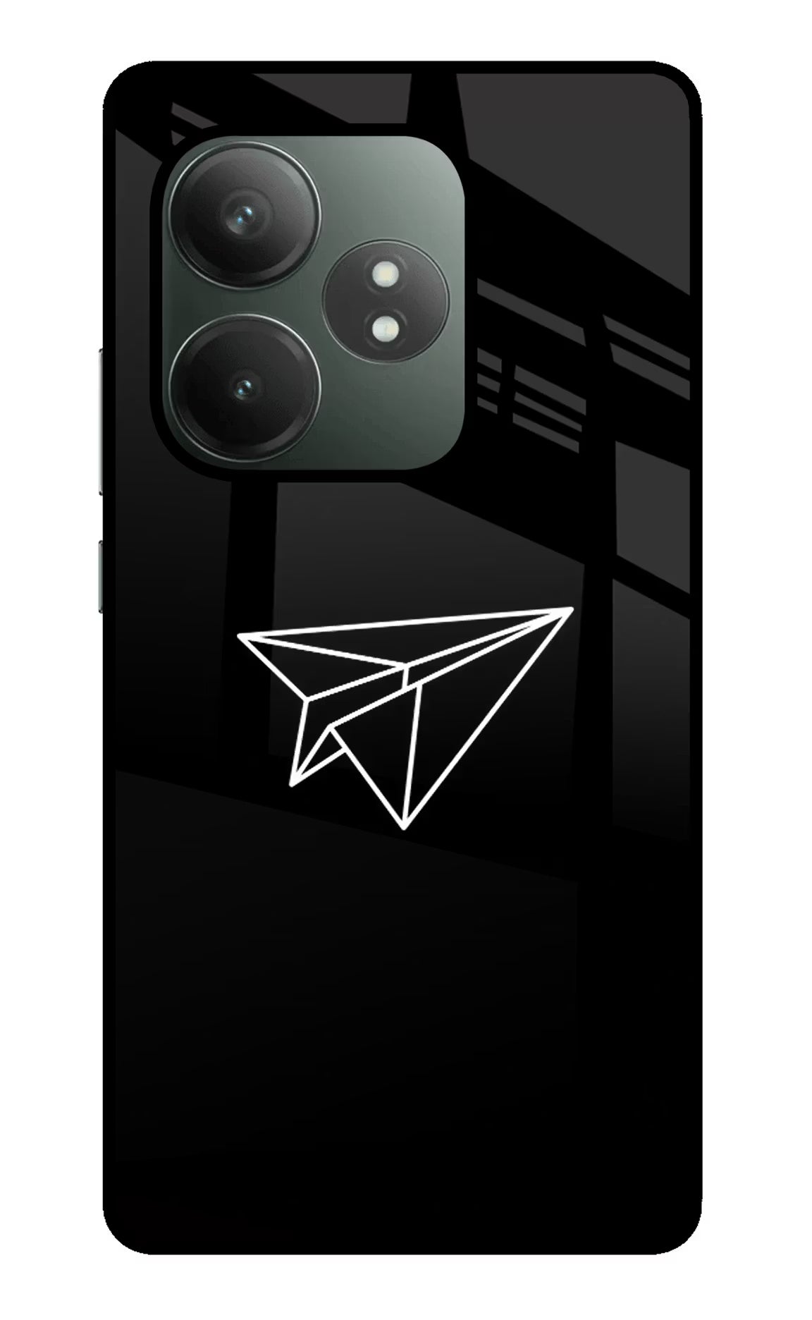 Paper Plane White Realme GT 6T 5G Glass Case Back Cover by Casekaro