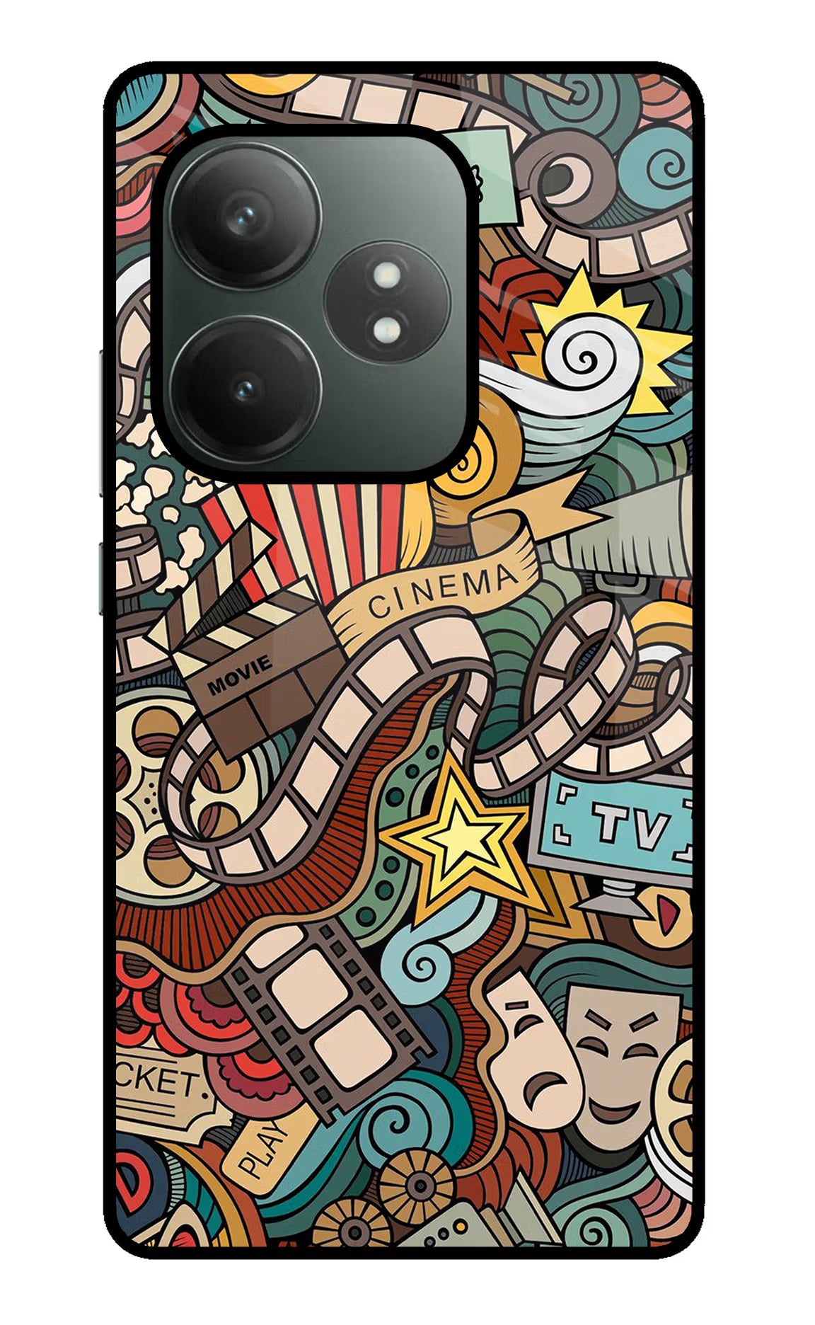 Cinema Abstract Realme GT 6T 5G Glass Case Back Cover by Casekaro