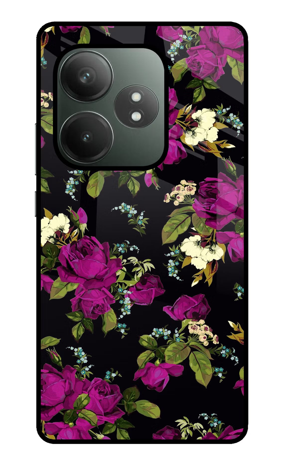 Flowers Realme GT 6T 5G Glass Case Back Cover by Casekaro