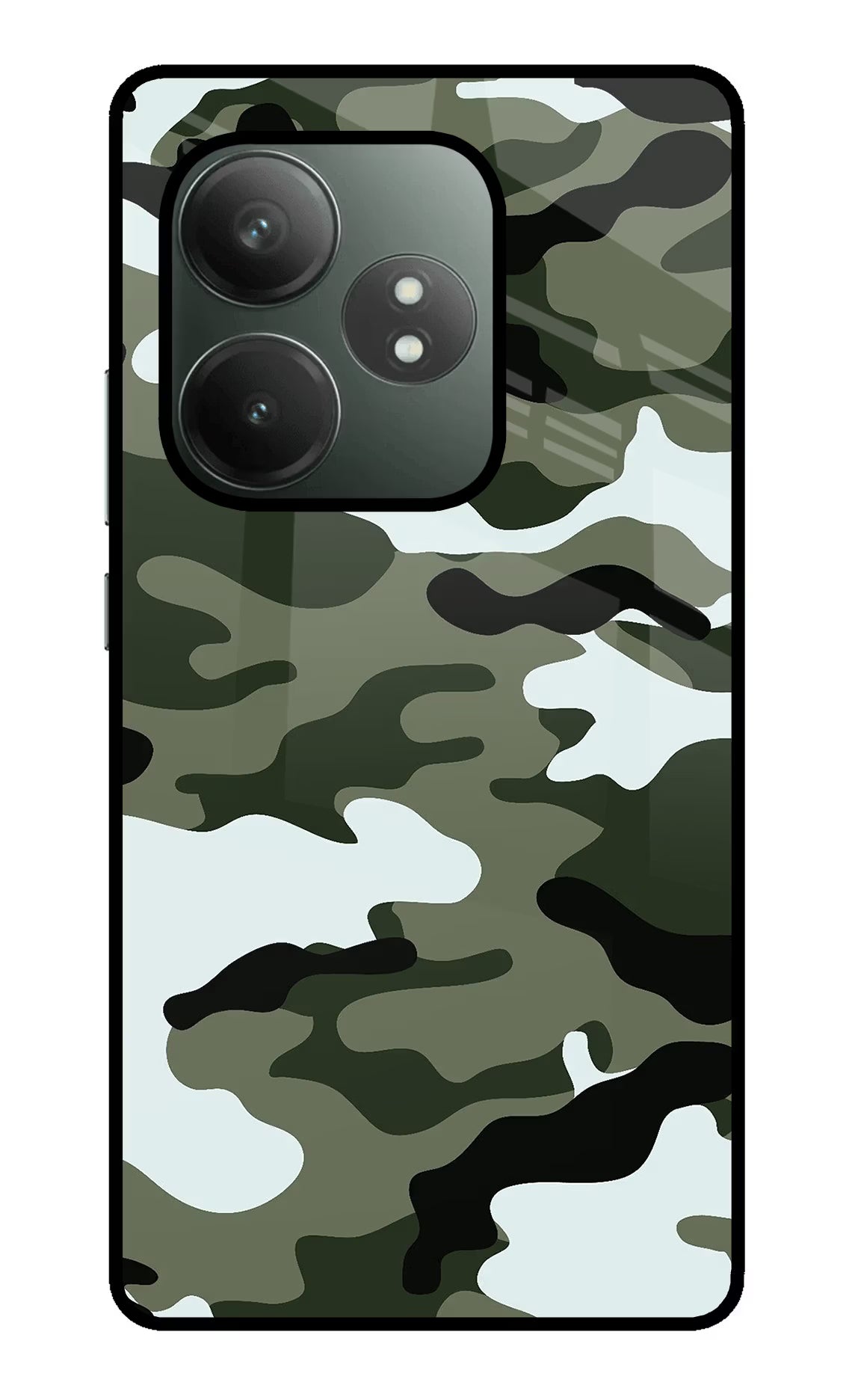 Camouflage Realme GT 6T 5G Glass Case Back Cover by Casekaro