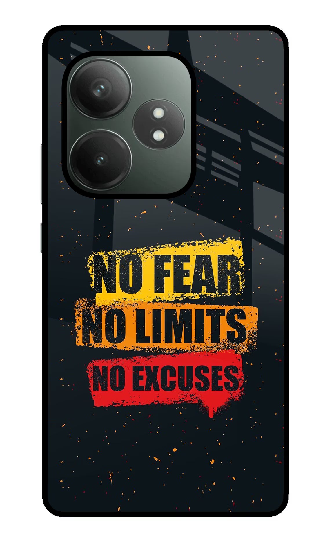 No Fear No Limits No Excuse Realme GT 6T 5G Glass Case Back Cover by Casekaro