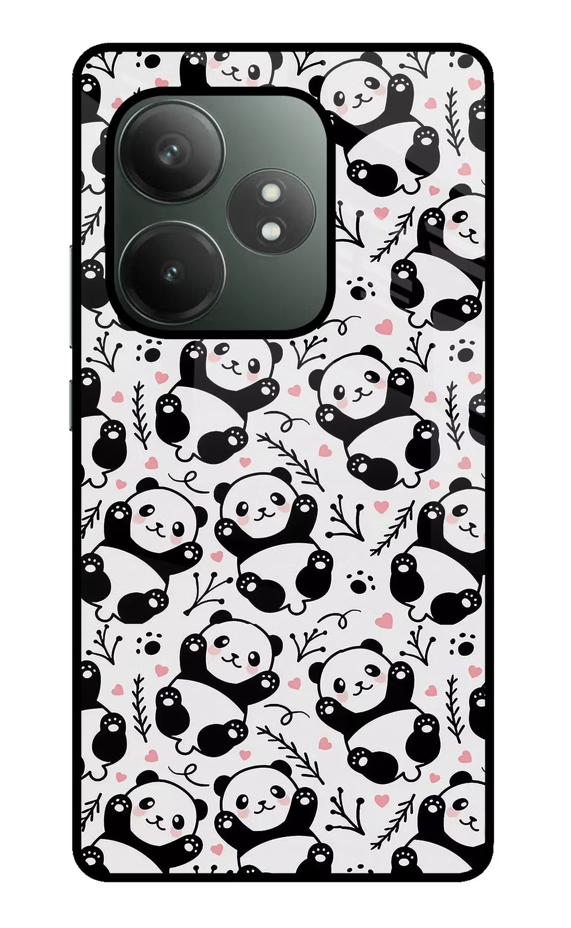 Cute Panda Realme GT 6T 5G Glass Case Back Cover by Casekaro