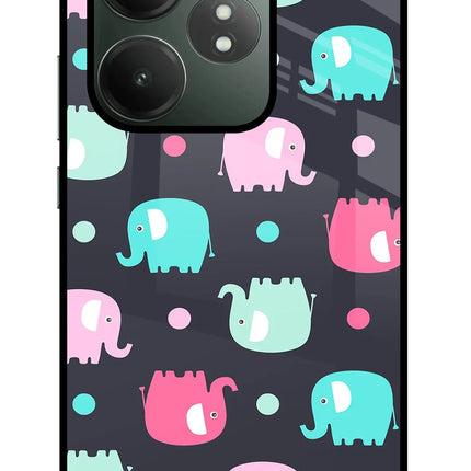 Elephants Realme GT 6T 5G Glass Case