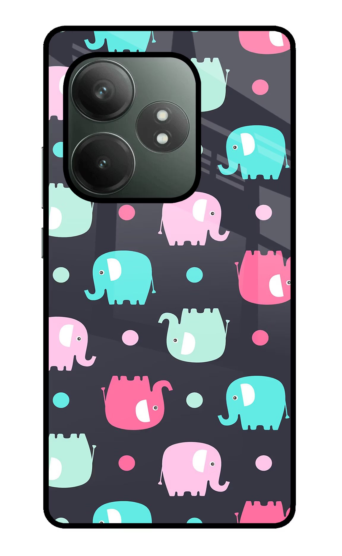 Elephants Realme GT 6T 5G Glass Case Back Cover by Casekaro