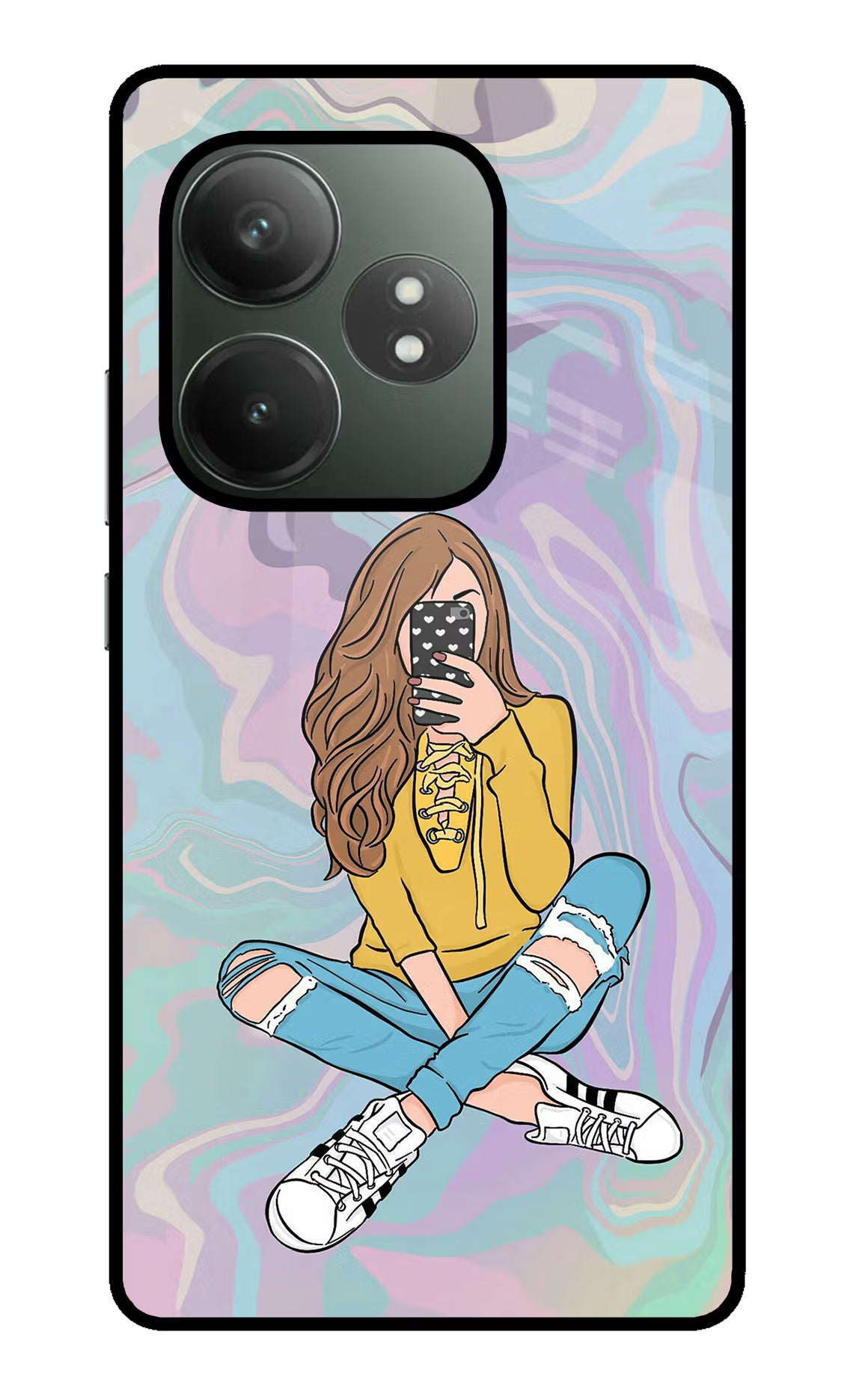 Selfie Girl Realme GT 6T 5G Glass Case Back Cover by Casekaro
