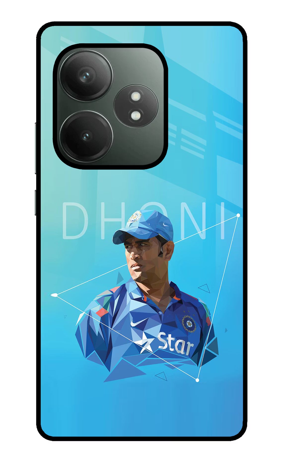 Dhoni Artwork Realme GT 6T 5G Glass Case Back Cover by Casekaro