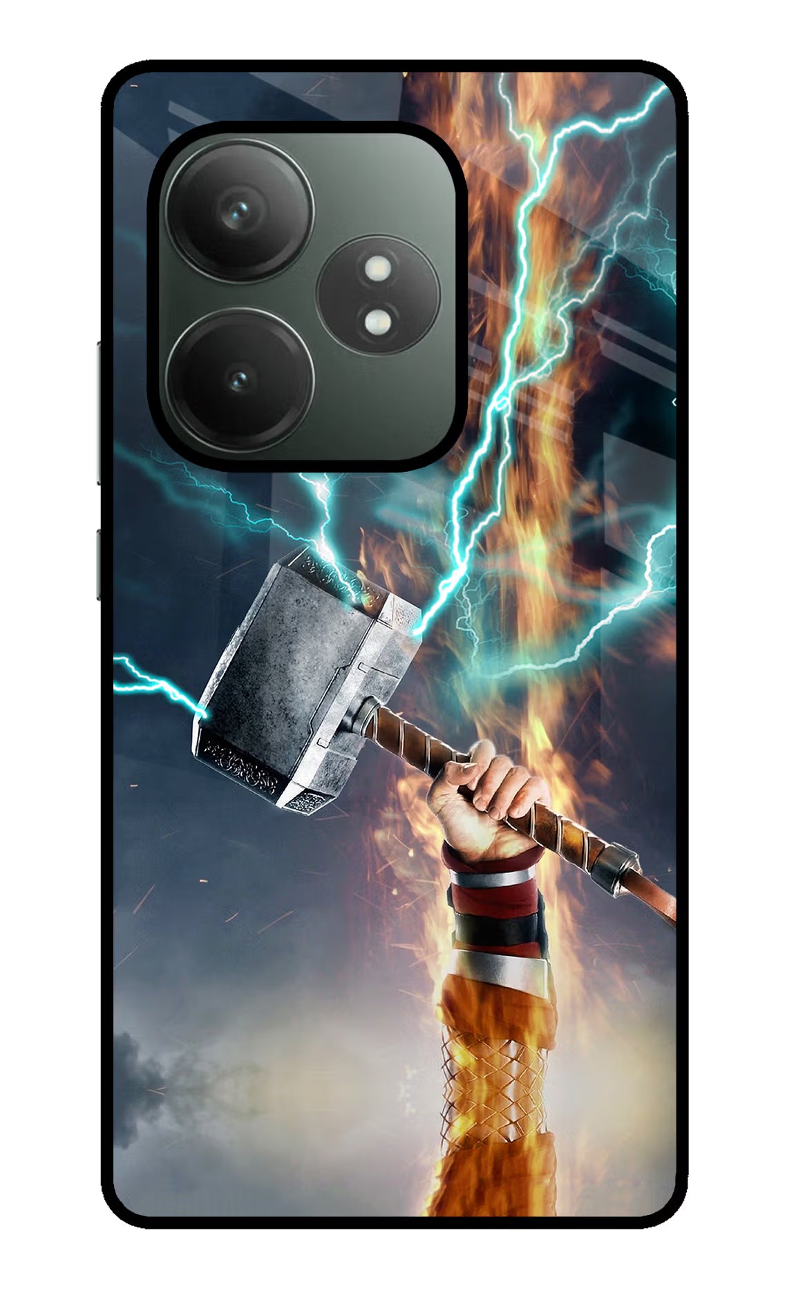 Thor Hammer Mjolnir Realme GT 6T 5G Glass Case Back Cover by Casekaro