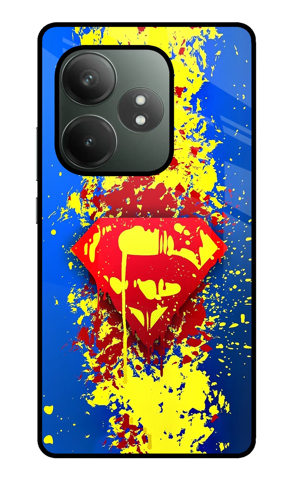Superman logo Realme GT 6T 5G Glass Case Back Cover by Casekaro