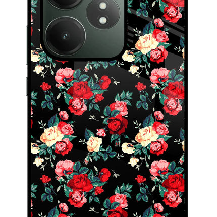 Rose Pattern Realme GT 6T 5G Glass Case