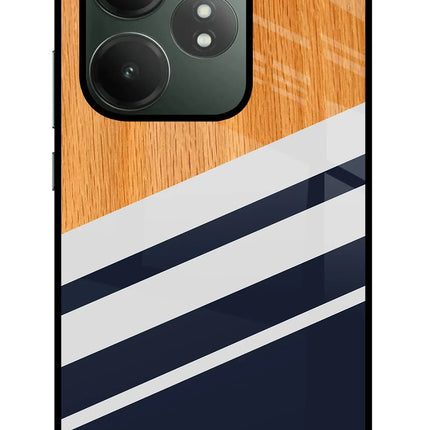 Blue and white wooden Realme GT 6T 5G Glass Case