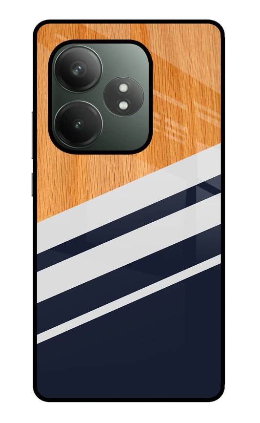 Blue and white wooden Realme GT 6T 5G Glass Case