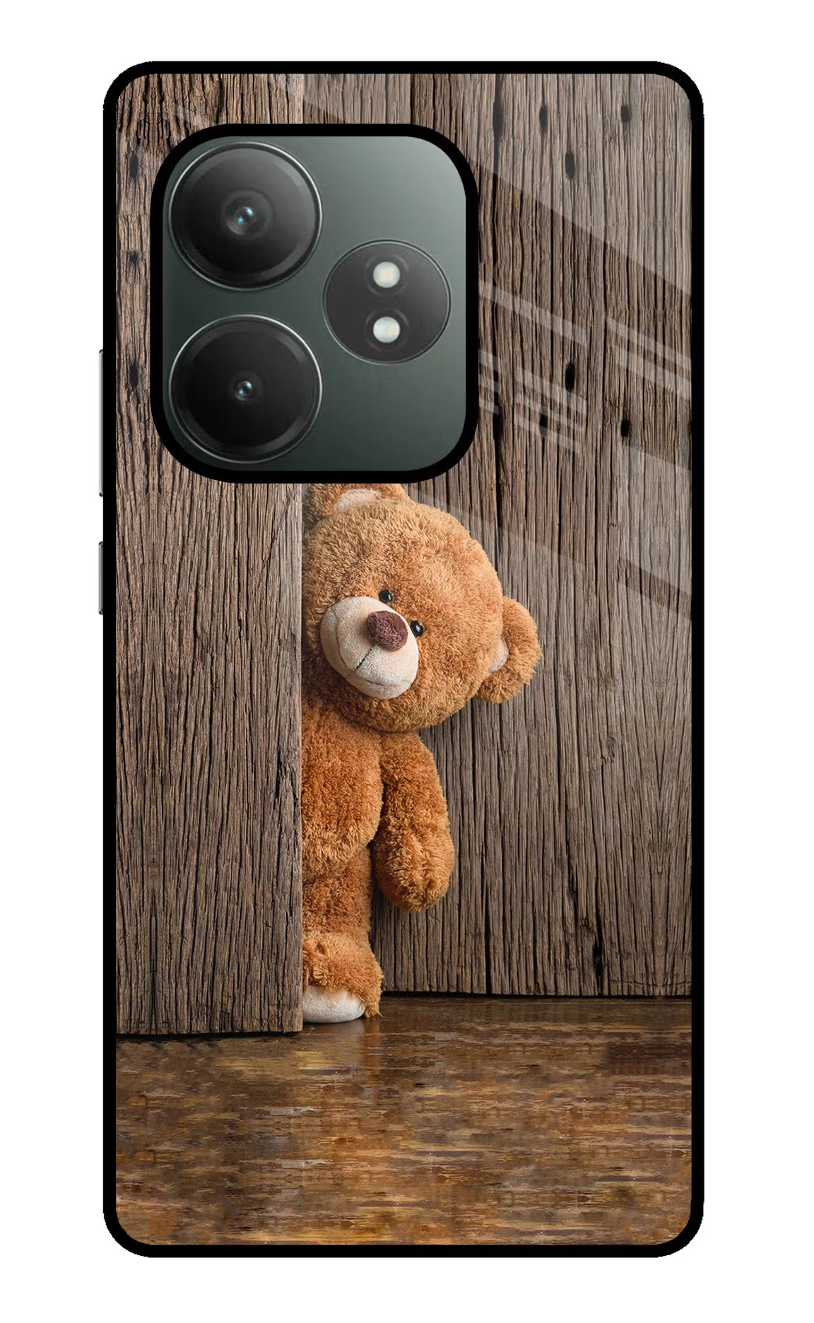 Teddy Wooden Realme GT 6T 5G Glass Case Back Cover by Casekaro