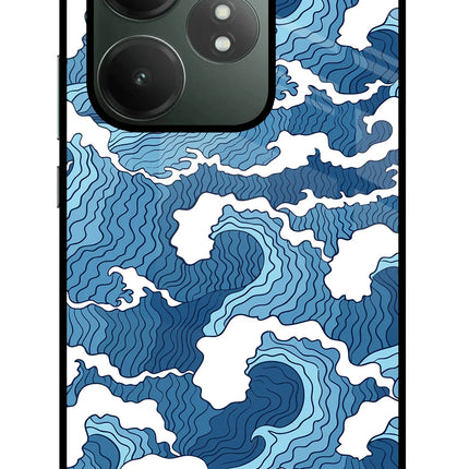 Blue Waves Realme GT 6T 5G Glass Case