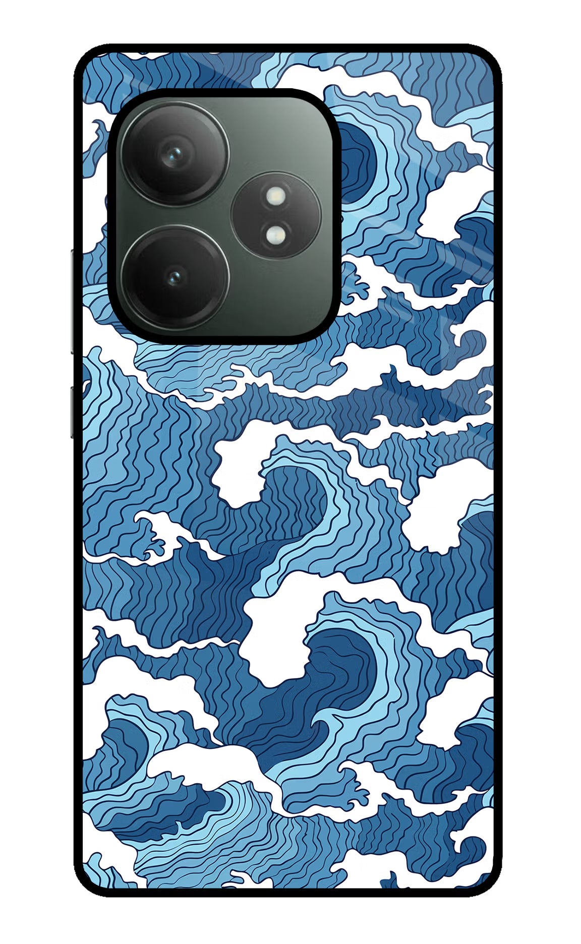Blue Waves Realme GT 6T 5G Glass Case Back Cover by Casekaro