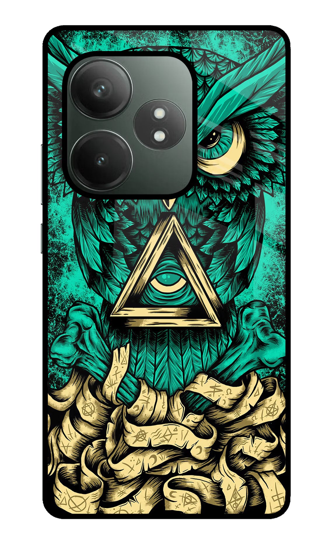 Green Owl Realme GT 6T 5G Glass Case Back Cover by Casekaro