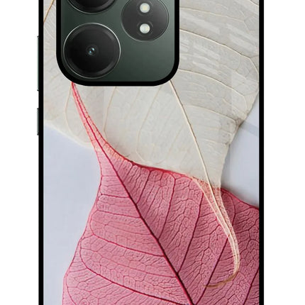 White Pink Leaf Realme GT 6T 5G Glass Case