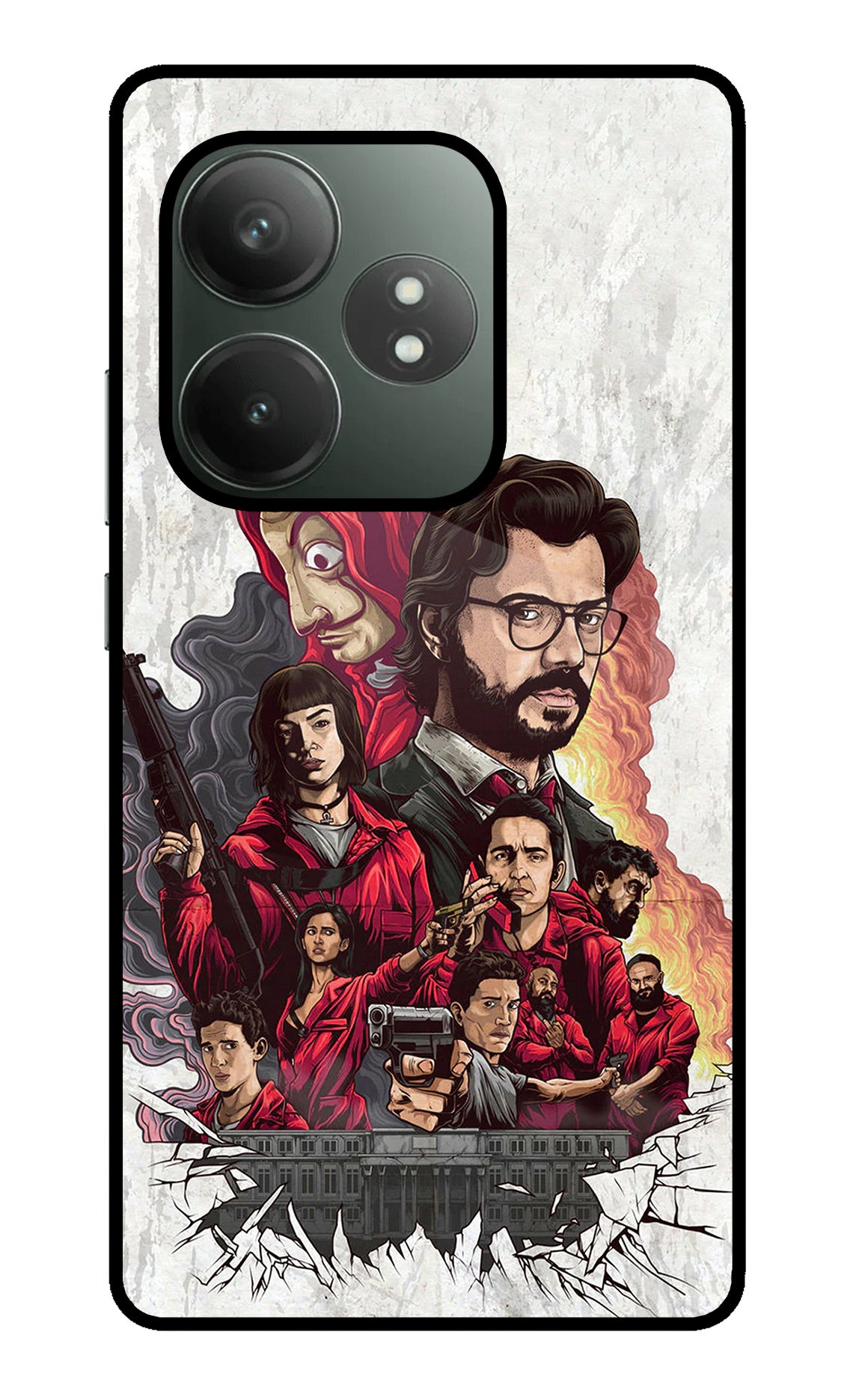 Money Heist Artwork Realme GT 6T 5G Glass Case