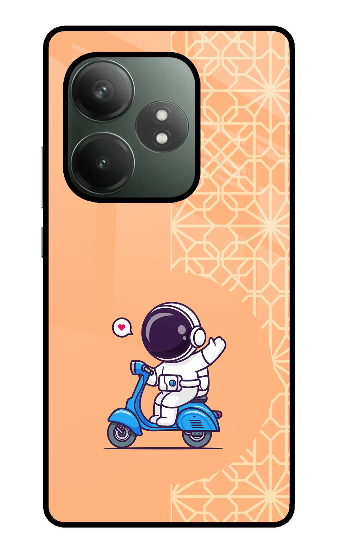 Cute Astronaut Riding Realme GT 6T 5G Glass Case Back Cover by Casekaro