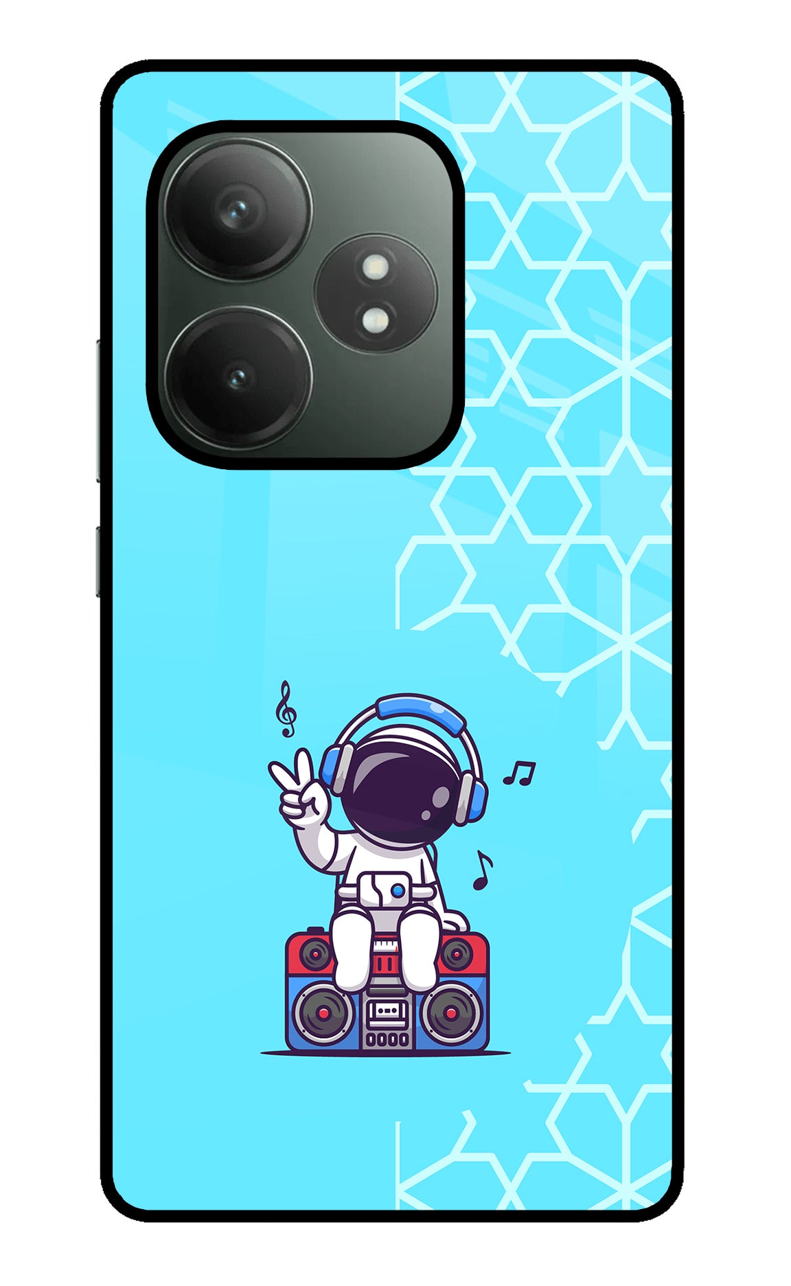 Cute Astronaut Chilling Realme GT 6T 5G Glass Case