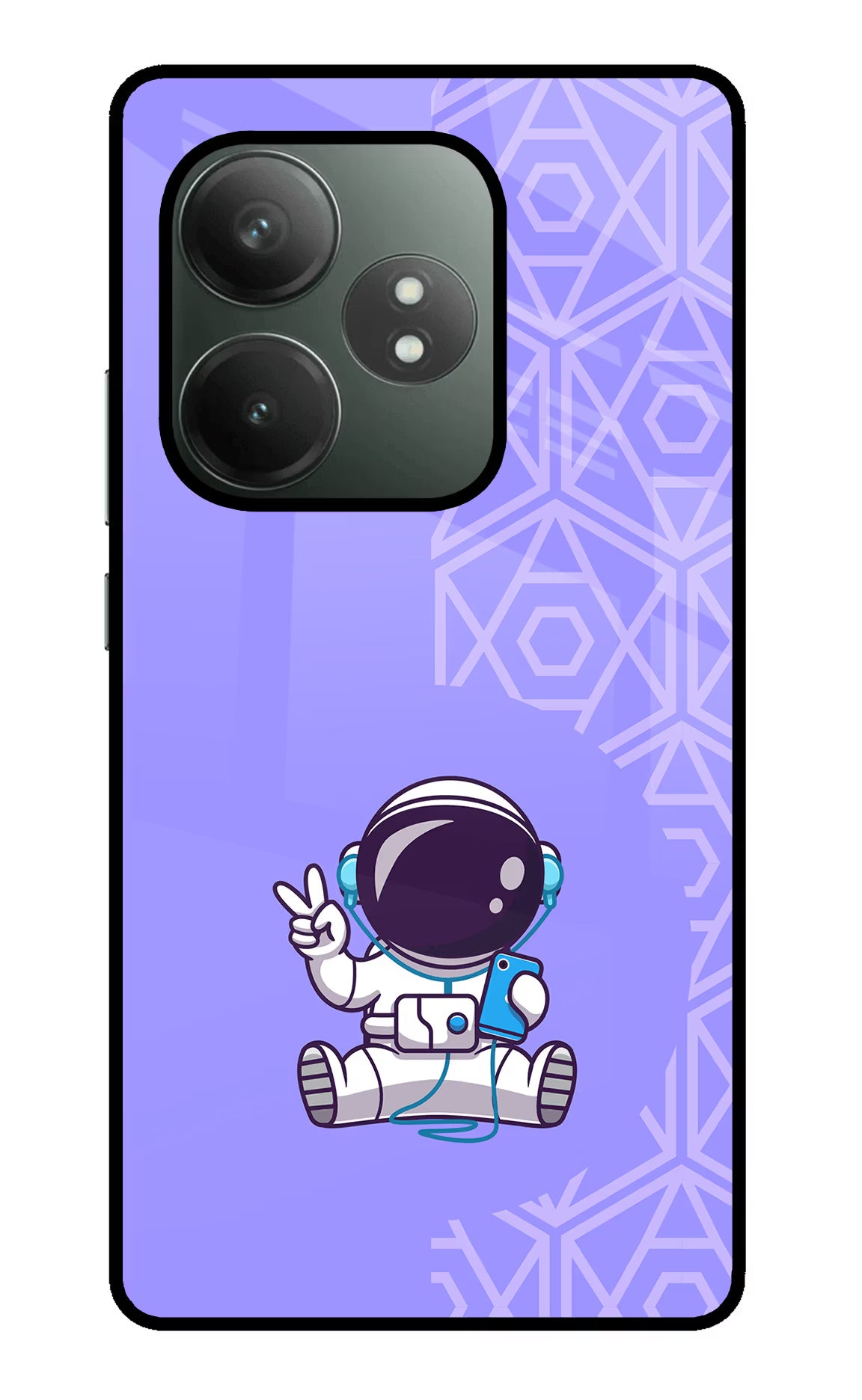 Cute Astronaut Chilling Realme GT 6T 5G Glass Case Back Cover by Casekaro
