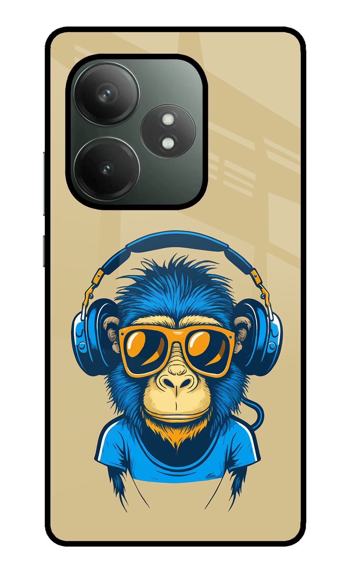 Monkey Headphone Realme GT 6T 5G Glass Case Back Cover by Casekaro