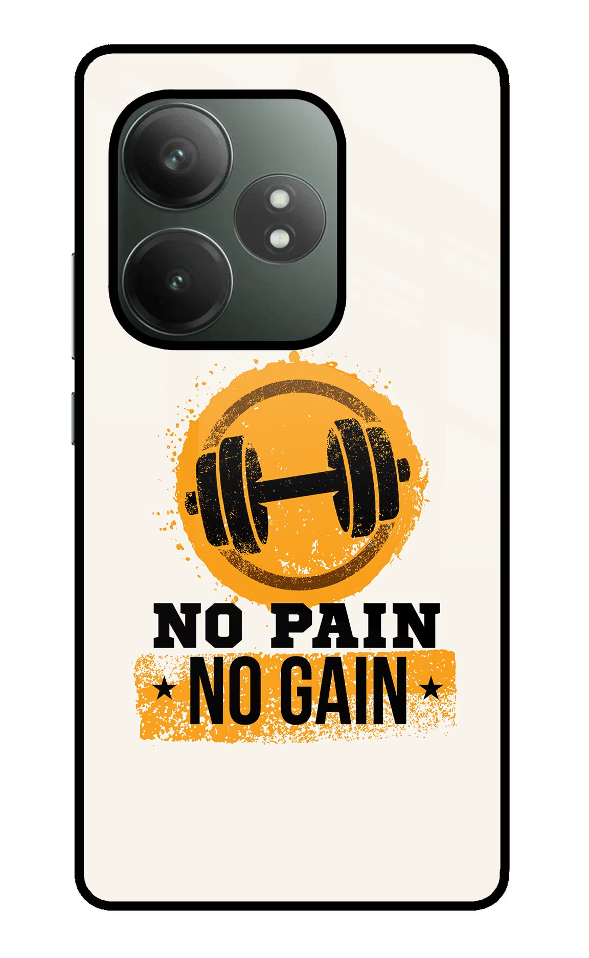 No Pain No Gain Realme GT 6T 5G Glass Case Back Cover by Casekaro