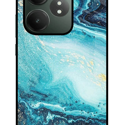 Blue Glitter Marble Realme GT 6T 5G Glass Case