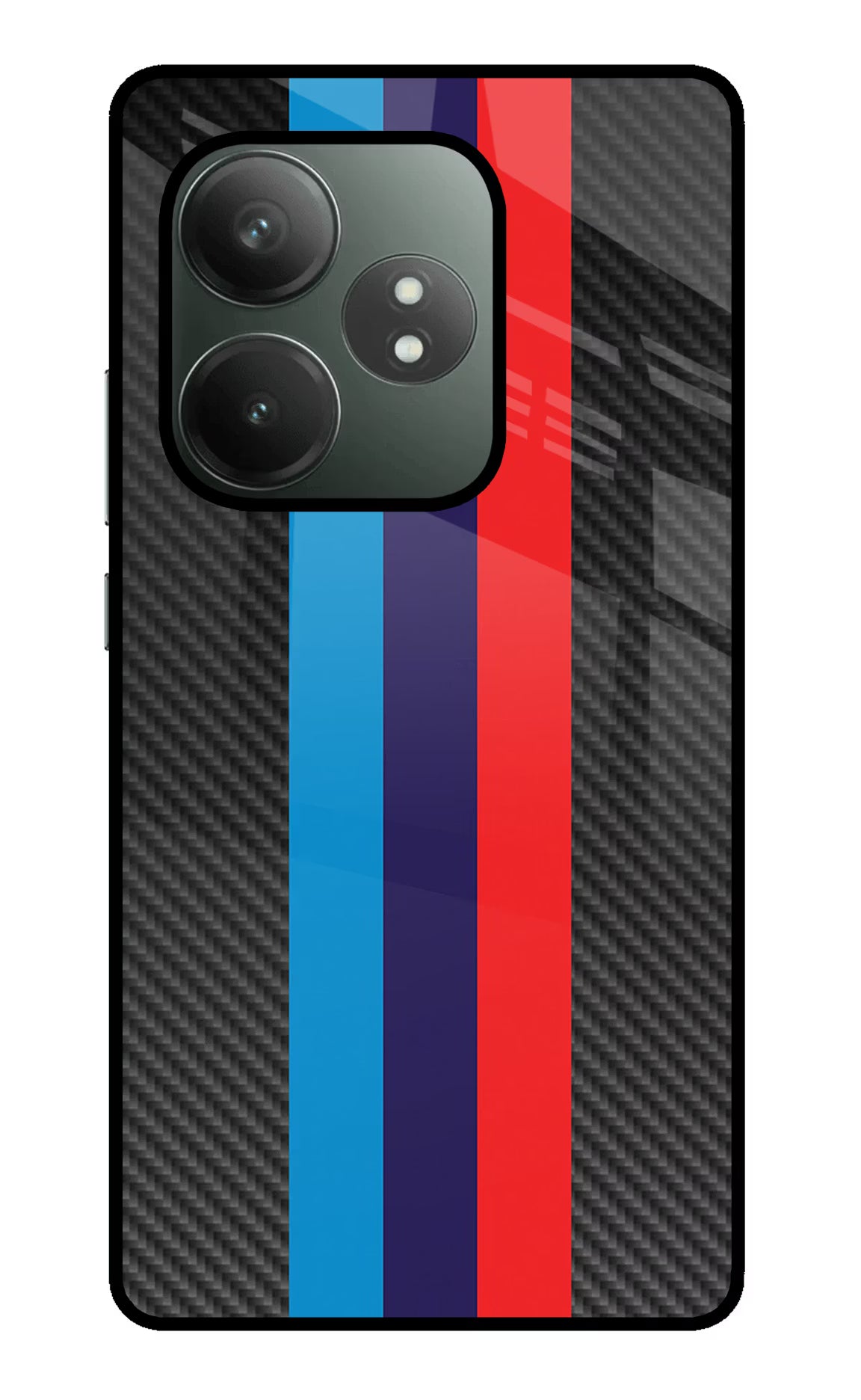BMW Stripes Pattern Realme GT 6T 5G Glass Case Back Cover by Casekaro