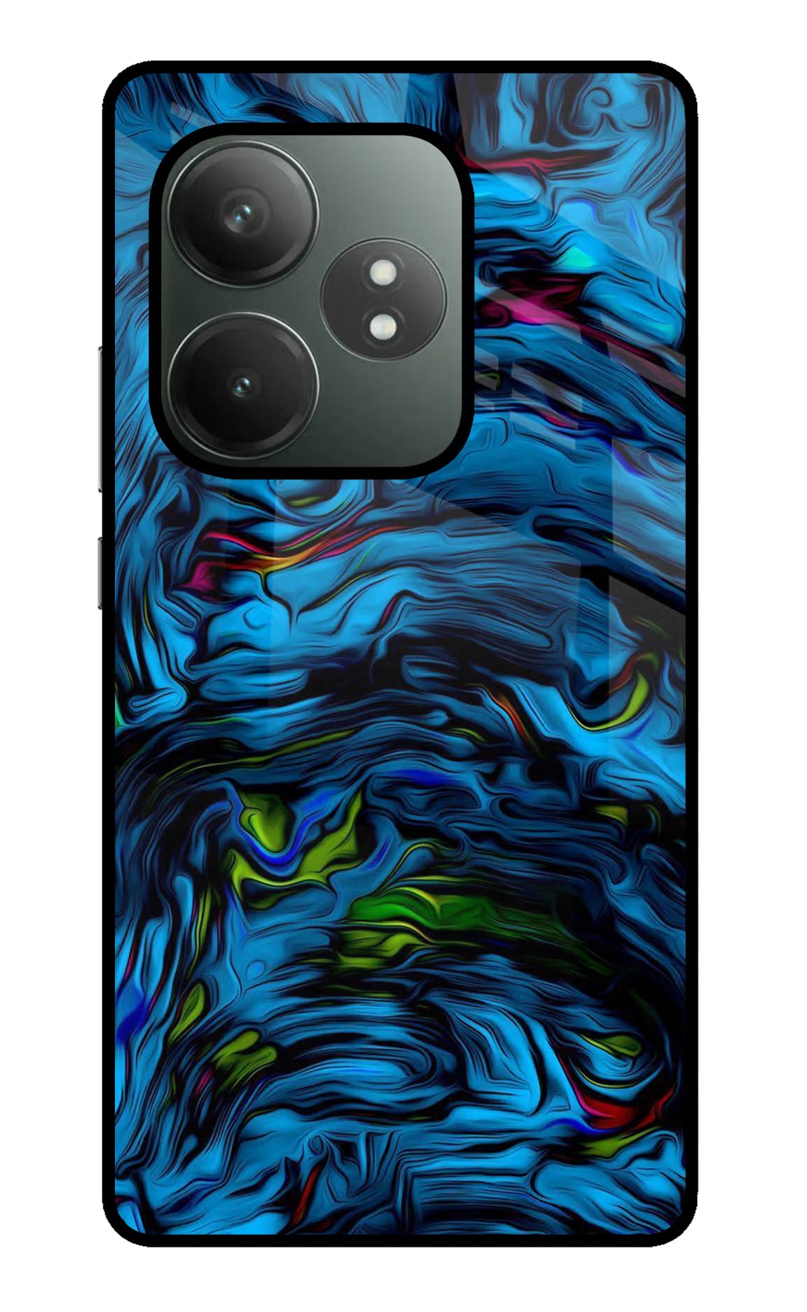 Dark Blue Abstract Realme GT 6T 5G Glass Case Back Cover by Casekaro