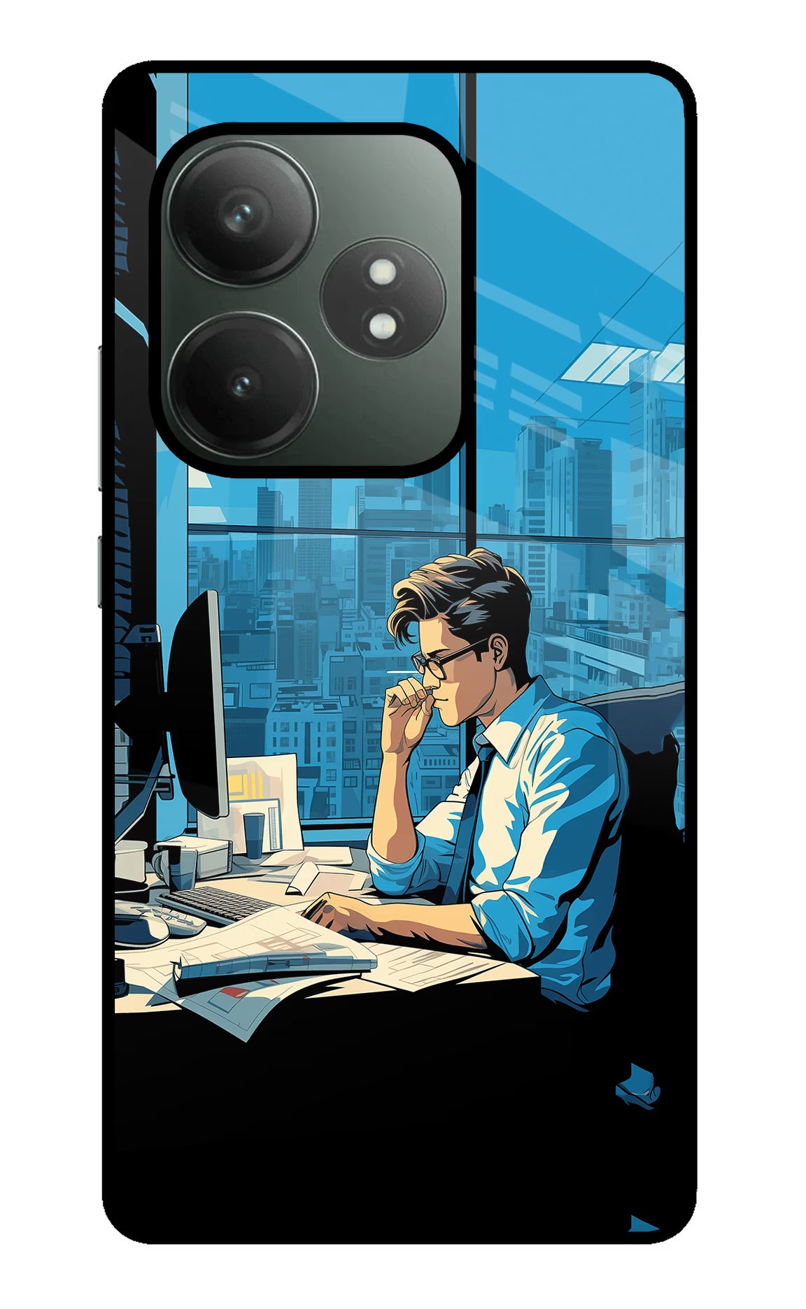 Focused Hustler (AI Generated) Realme GT 6T 5G Glass Case