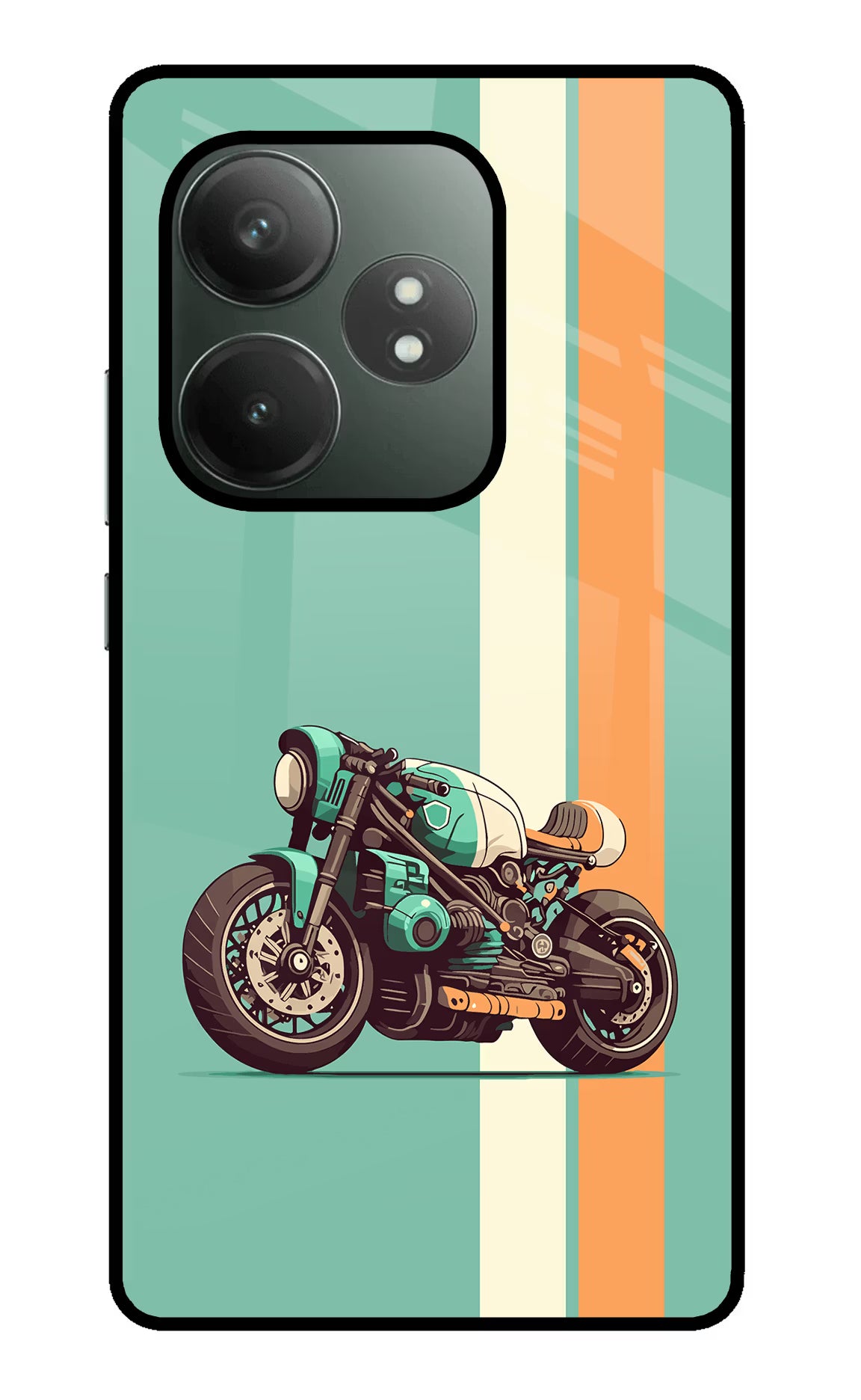Striped Moto Drift Realme GT 6T 5G Glass Case Back Cover by Casekaro