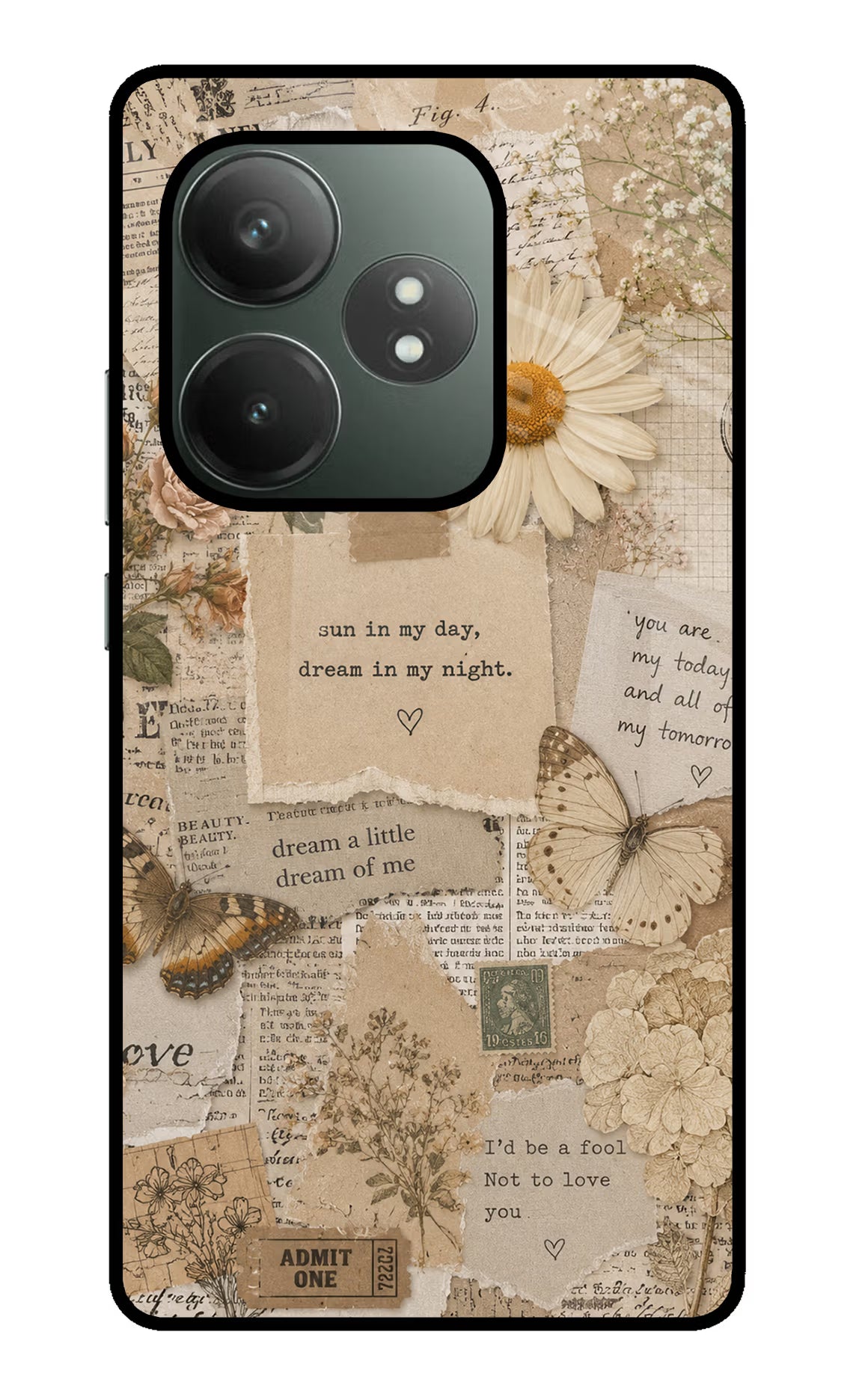 Vintage case Realme GT 6T 5G Glass Case Back Cover by Casekaro