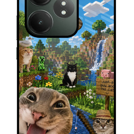 Minecraft Cat Chaos Realme GT 6T 5G Glass Case