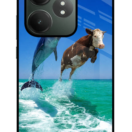 Dolphin vs Cow Realme GT 6T 5G Glass Case