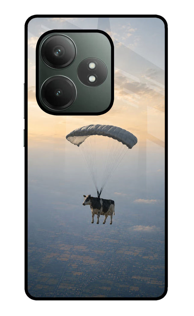 Skydiving Cow Realme GT 6T 5G Glass Case