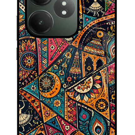 Folk Print Realme GT 6T 5G Glass Case