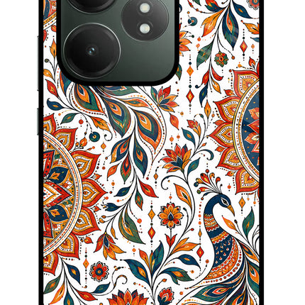 White Mayura Realme GT 6T 5G Glass Case