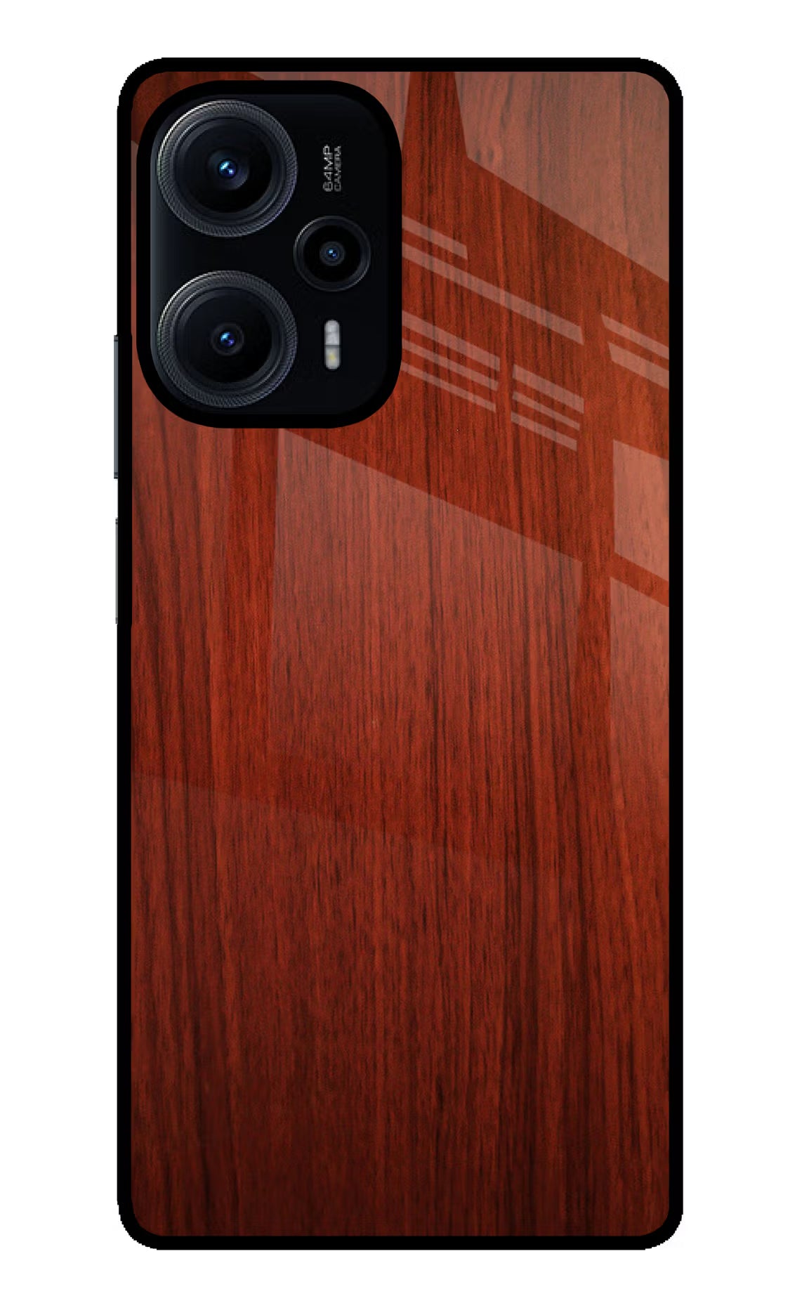 Wooden Plain Pattern Poco F5 5G Glass Case