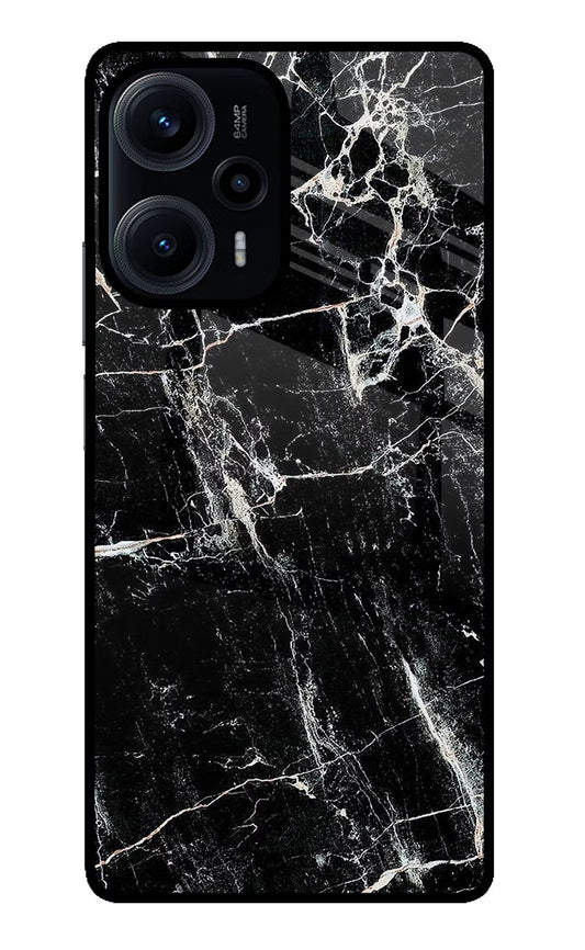 Black Marble Texture Poco F5 5G Glass Case
