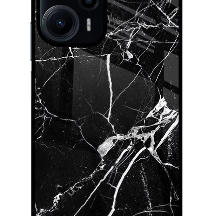 Black Marble Pattern Poco F5 5G Glass Case