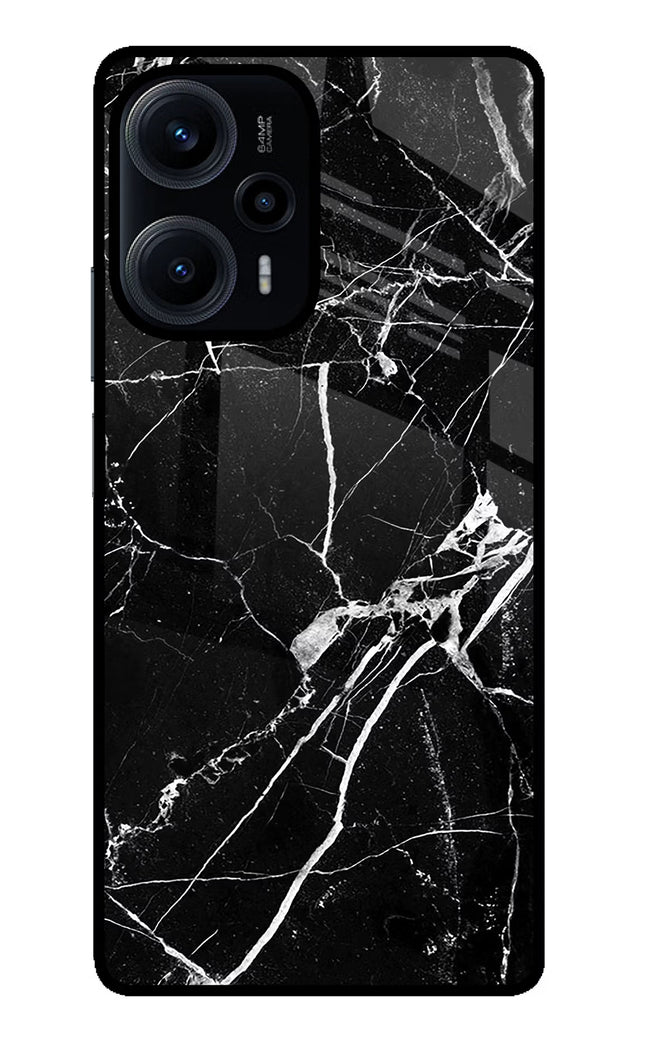 Black Marble Pattern Poco F5 5G Glass Case