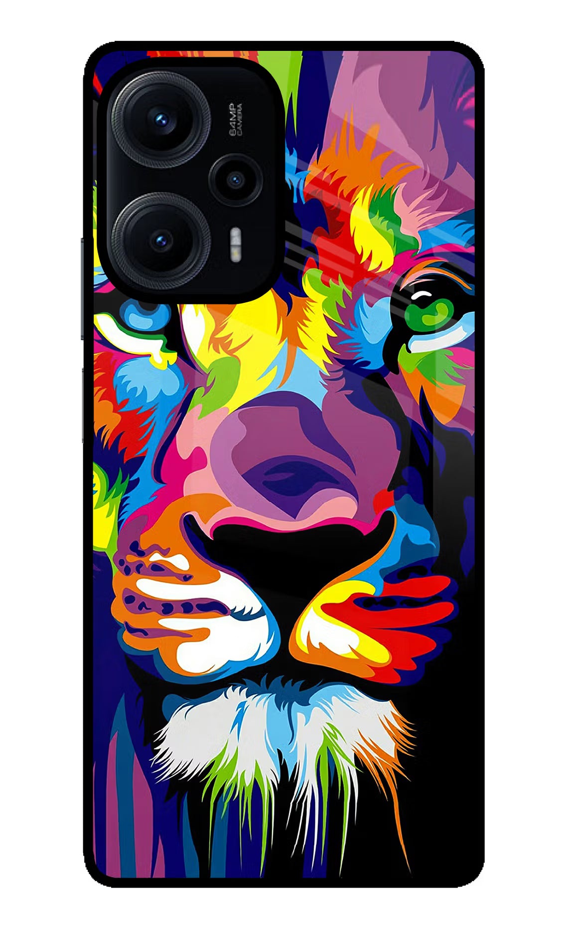 Lion Poco F5 5G Glass Case Back Cover by Casekaro