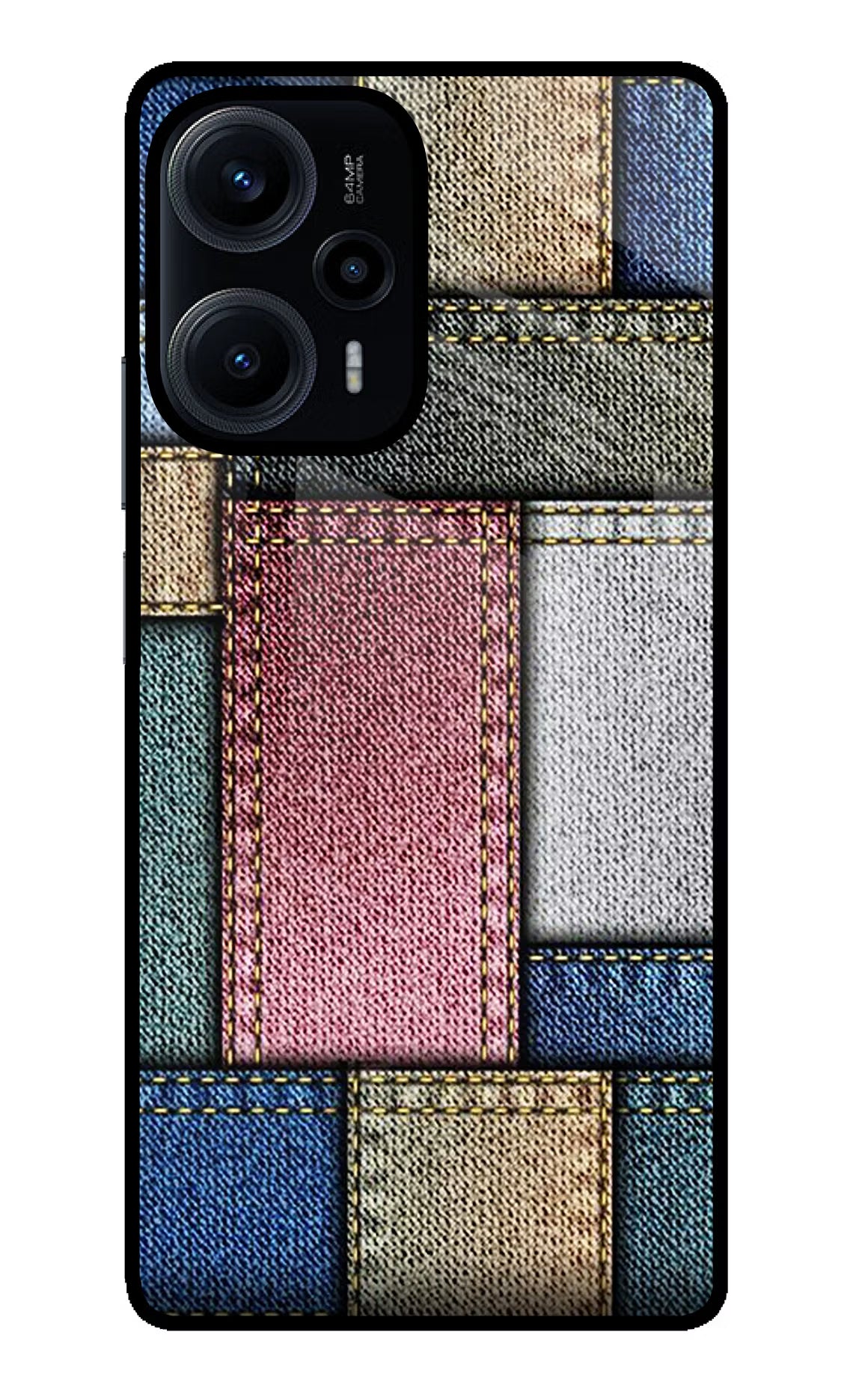 Multicolor Jeans Poco F5 5G Glass Case Back Cover by Casekaro