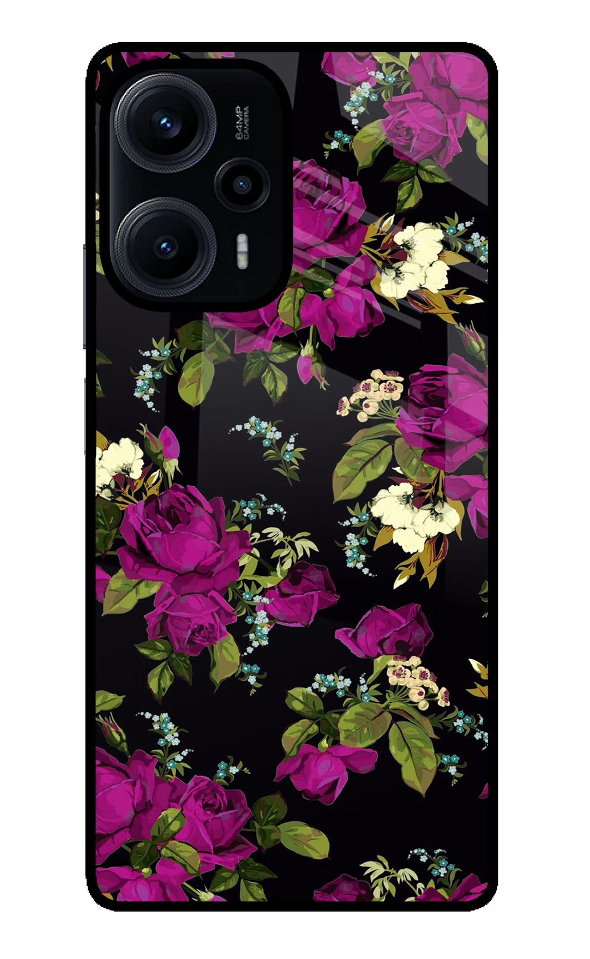 Flowers Poco F5 5G Glass Case Back Cover by Casekaro