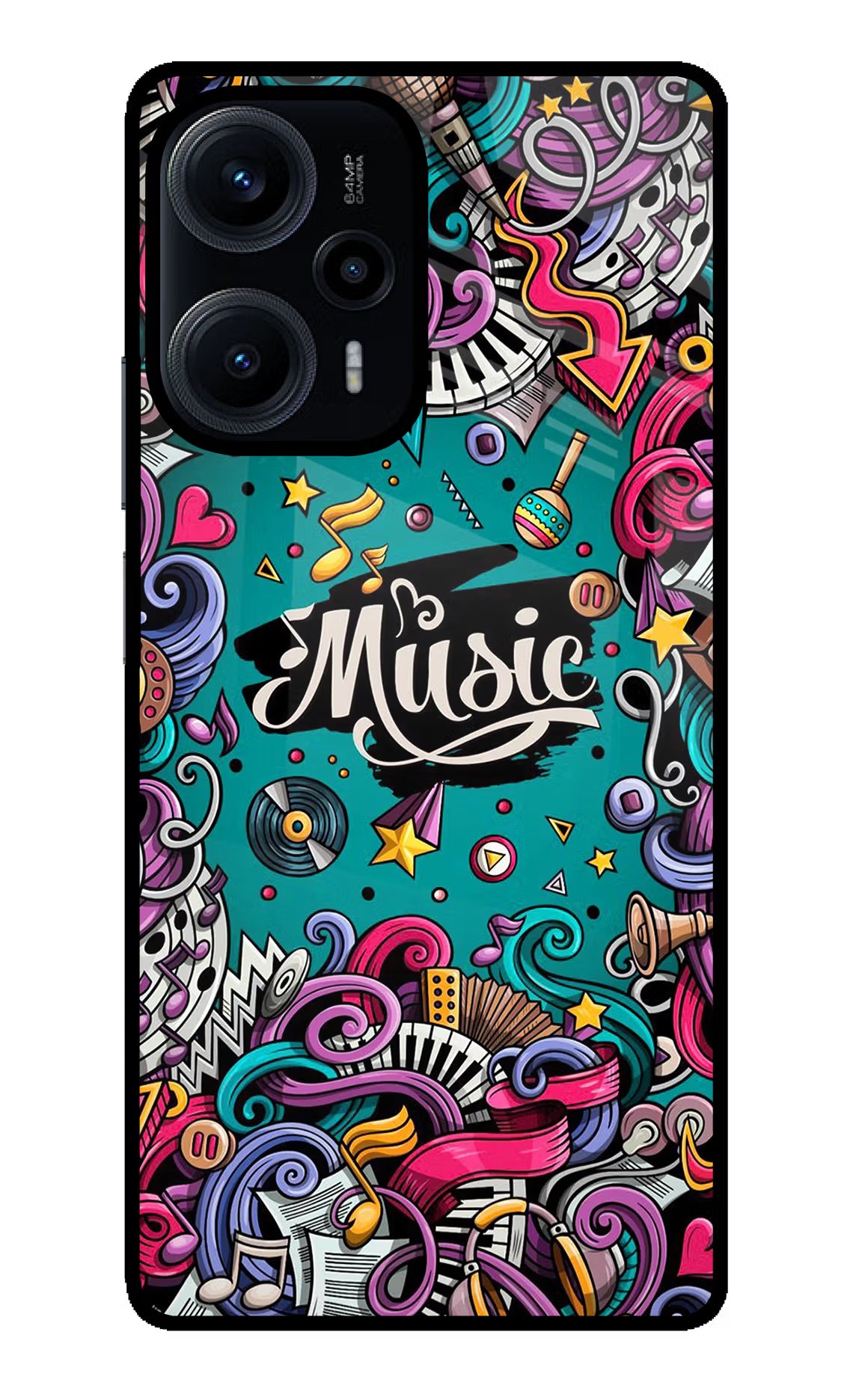 Music Graffiti Poco F5 5G Glass Case Back Cover by Casekaro