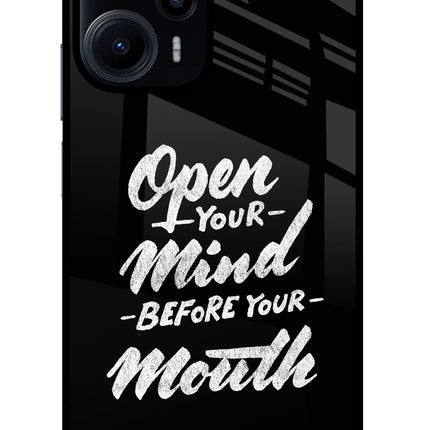 Open Your Mind Before Your Mouth Poco F5 5G Glass Case