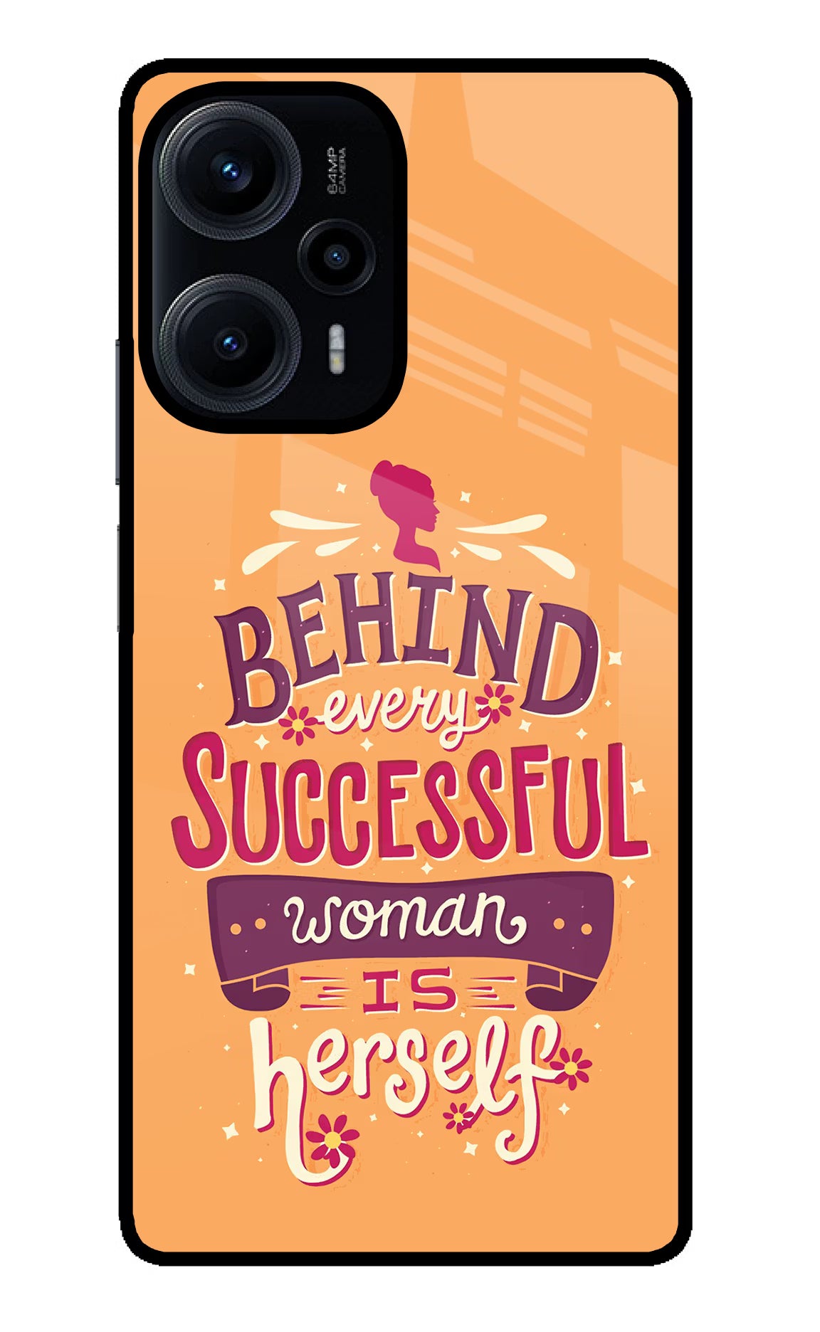 Behind Every Successful Woman There Is Herself Poco F5 5G Glass Case Back Cover by Casekaro