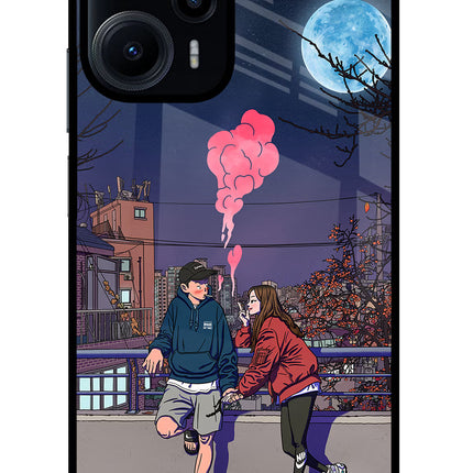 Chilling Couple Poco F5 5G Glass Case