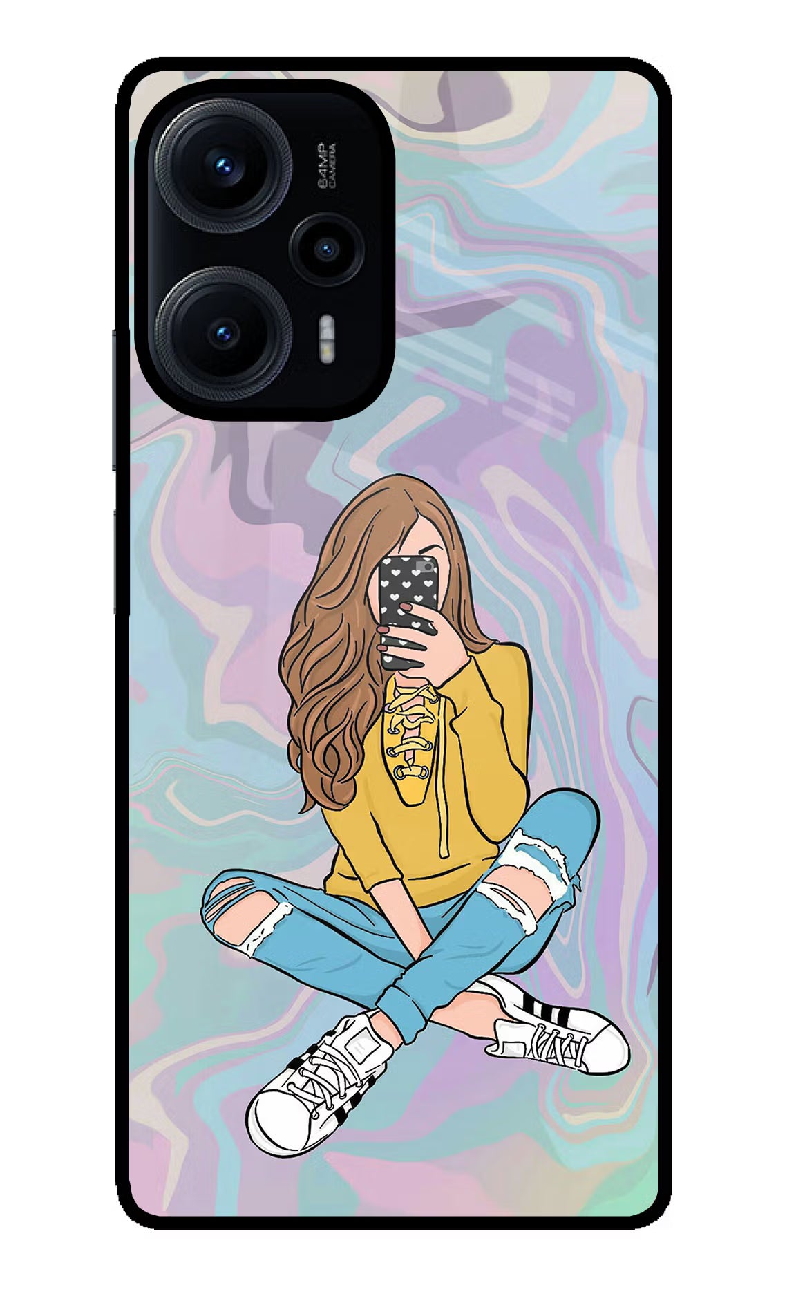 Selfie Girl Poco F5 5G Glass Case Back Cover by Casekaro