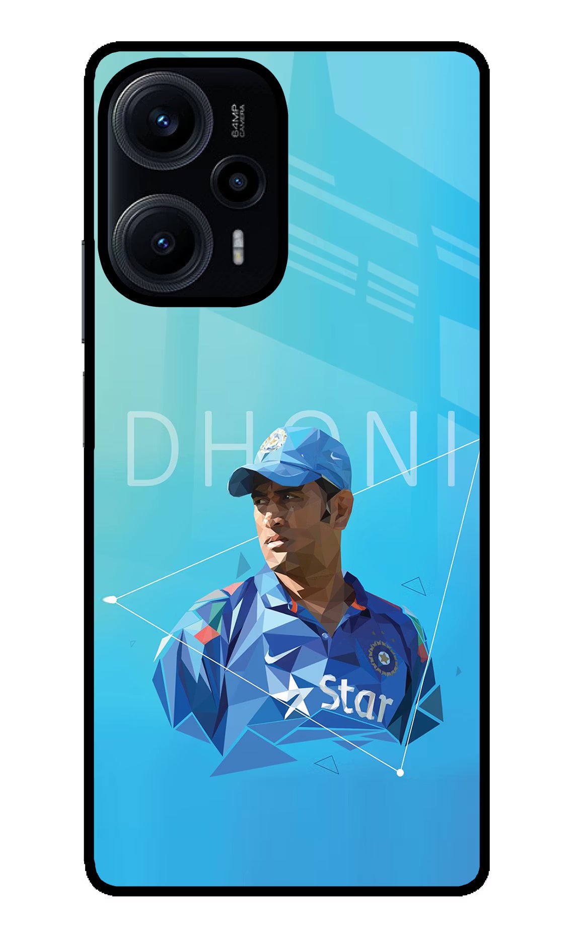 Dhoni Artwork Poco F5 5G Glass Case Back Cover by Casekaro